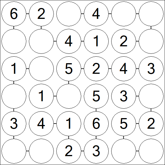 Chain Sudoku 6x6 - Fácil