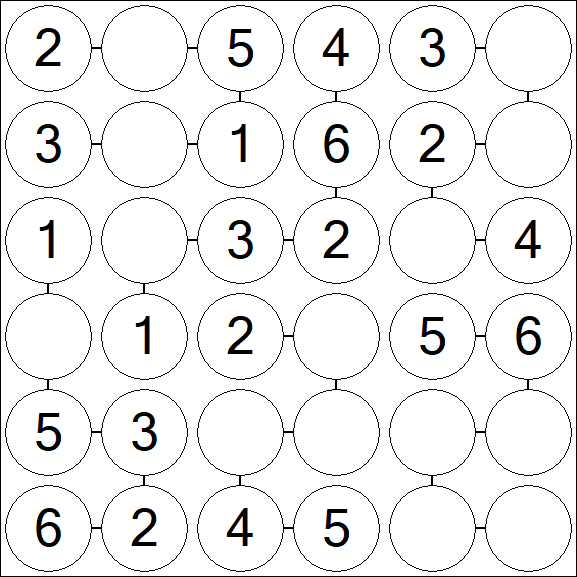 Chain Sudoku 6x6 - Fácil