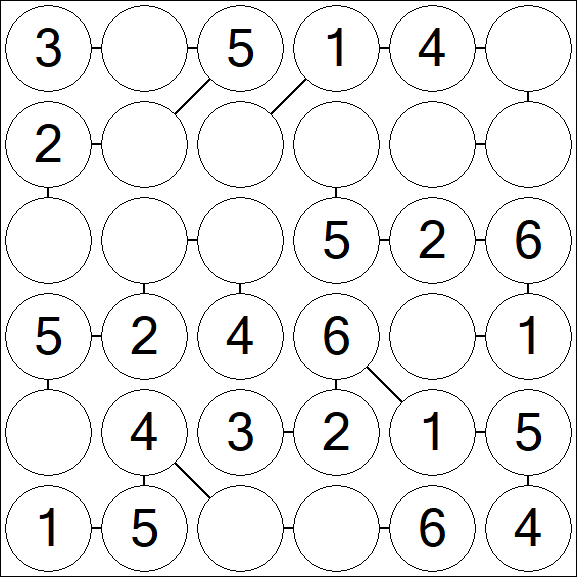 Chain Sudoku 6x6 - Fácil