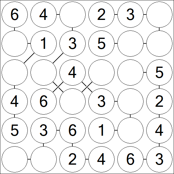 Chain Sudoku 6x6 - Fácil