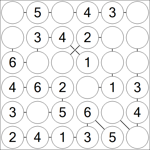 Chain Sudoku 6x6 - Fácil