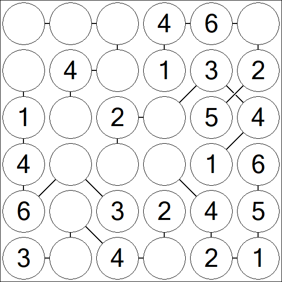 Chain Sudoku 6x6 - Fácil