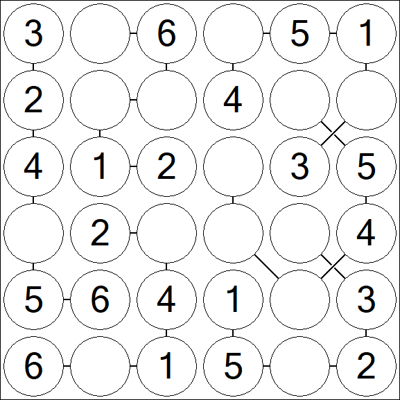 Chain Sudoku 6x6 - Fácil