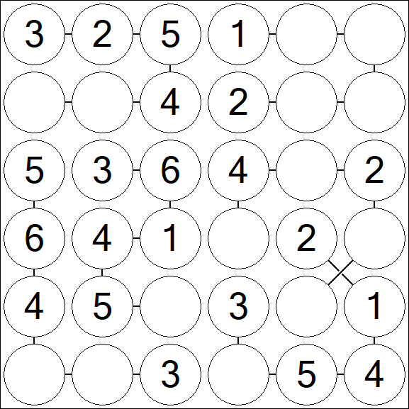 Chain Sudoku 6x6 - Fácil