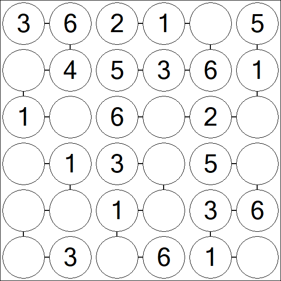 Chain Sudoku 6x6 - Fácil