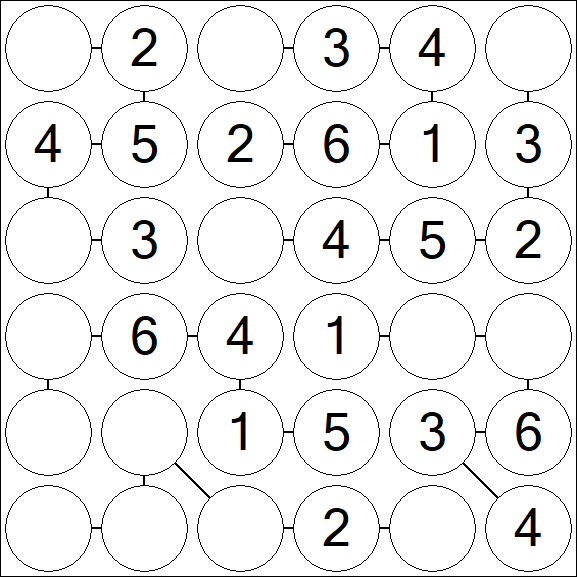 Chain Sudoku 6x6 - Fácil
