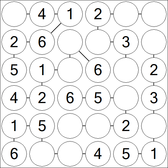 Chain Sudoku 6x6 - Fácil
