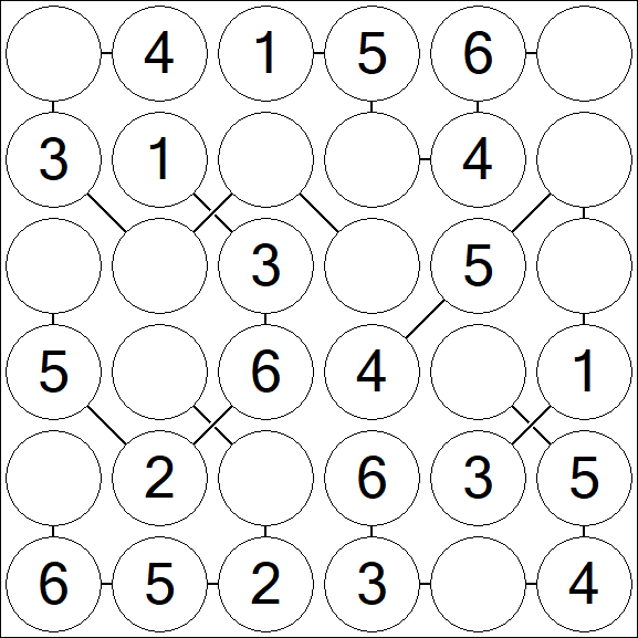 Chain Sudoku 6x6 - Fácil