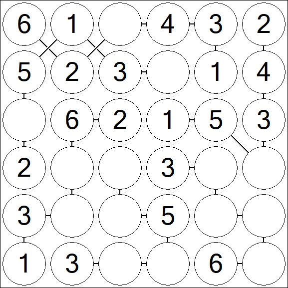 Chain Sudoku 6x6 - Fácil