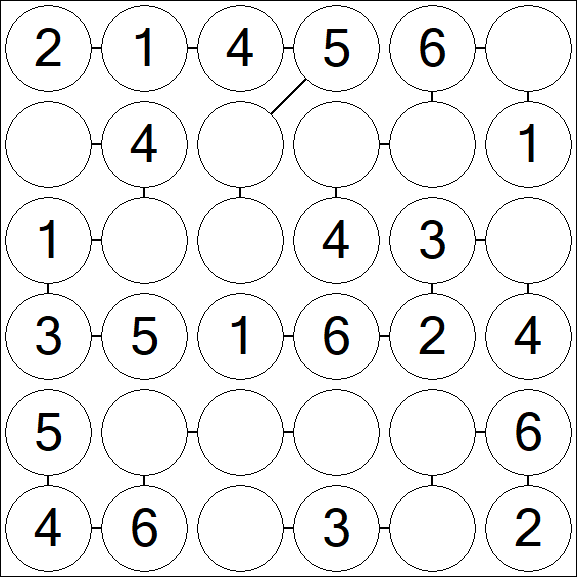 Chain Sudoku 6x6 - Fácil