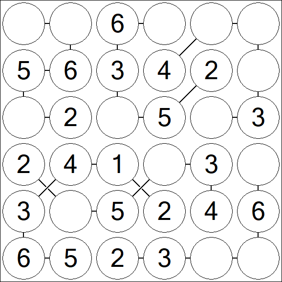 Chain Sudoku 6x6 - Fácil