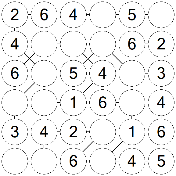 Chain Sudoku 6x6 - Fácil