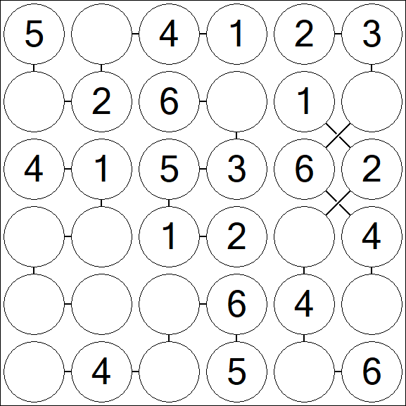 Chain Sudoku 6x6 - Fácil