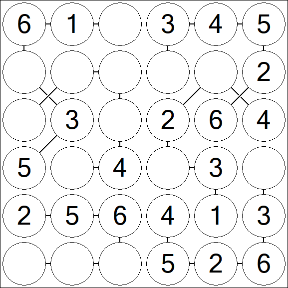 Chain Sudoku 6x6 - Fácil
