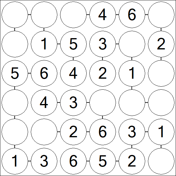Chain Sudoku 6x6 - Fácil
