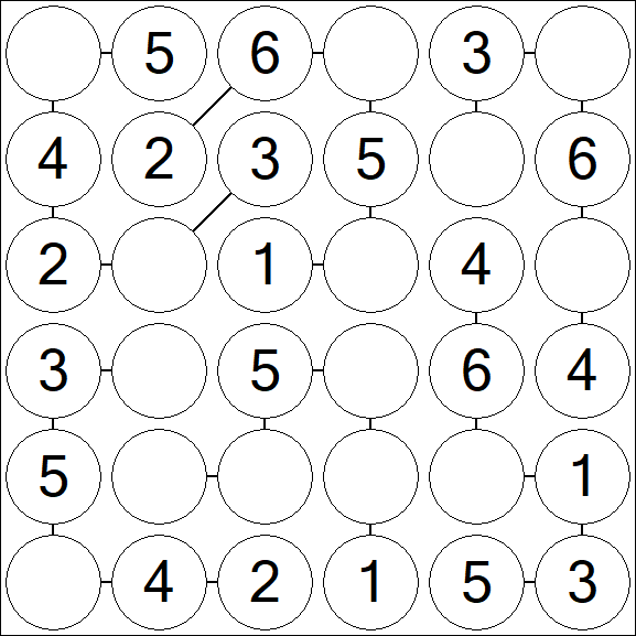Chain Sudoku 6x6 - Fácil
