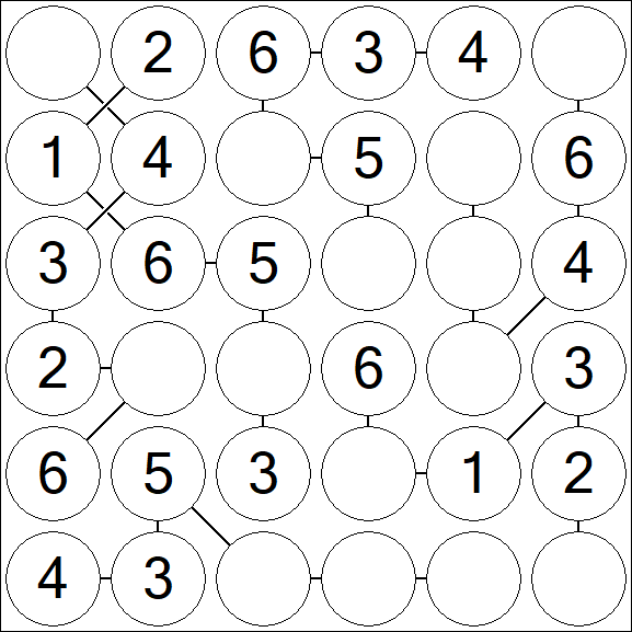 Chain Sudoku 6x6 - Einfach