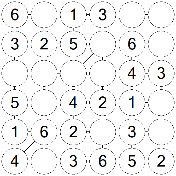 Chain Sudoku 6x6 - Fácil