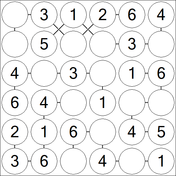 Chain Sudoku 6x6 - Fácil