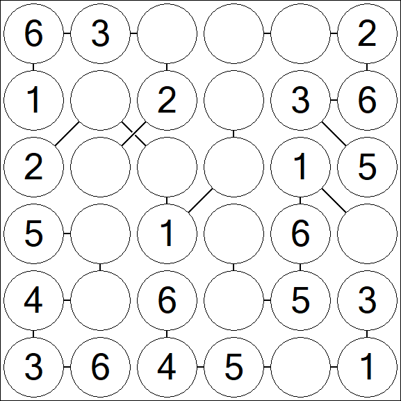 Chain Sudoku 6x6 - Fácil