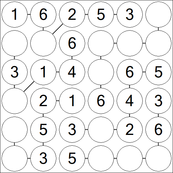 Chain Sudoku 6x6 - Fácil