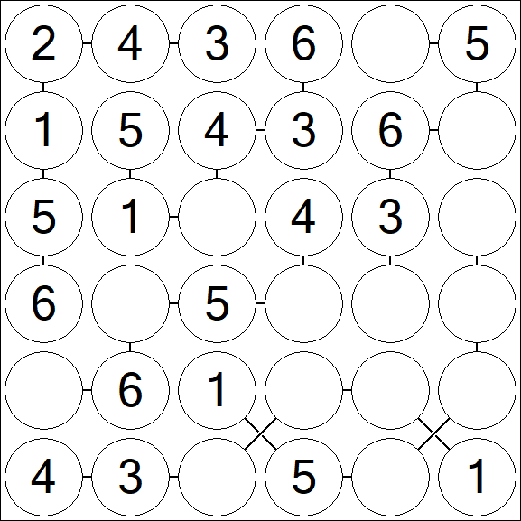 Chain Sudoku 6x6 - Fácil