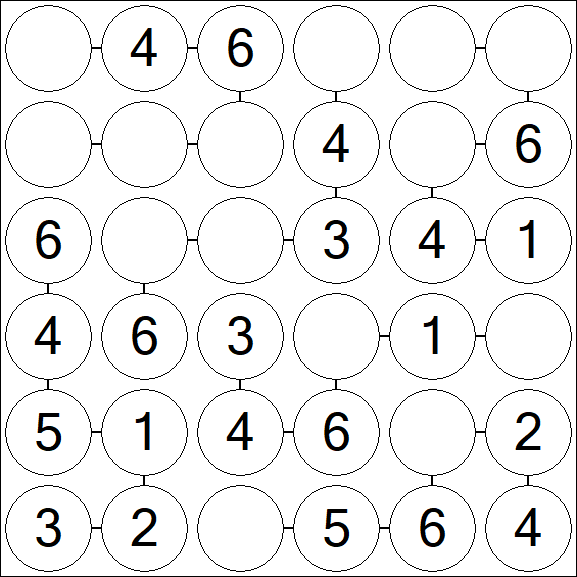 Chain Sudoku 6x6 - Fácil