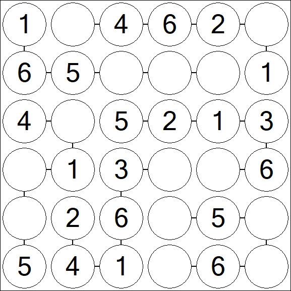 Chain Sudoku 6x6 - Fácil