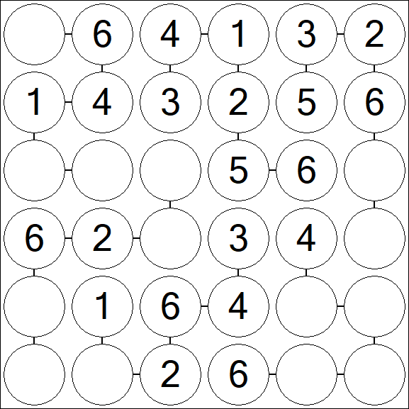 Chain Sudoku 6x6 - Einfach