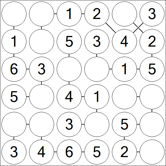 Chain Sudoku 6x6 - Fácil