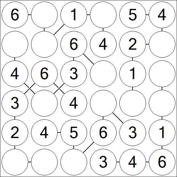 Chain Sudoku 6x6 - Fácil