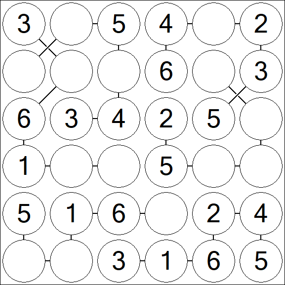 Chain Sudoku 6x6 - Fácil