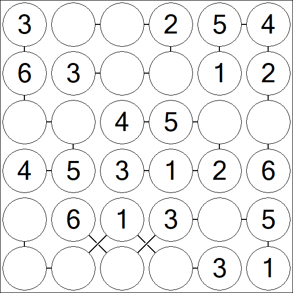 Chain Sudoku 6x6 - Fácil