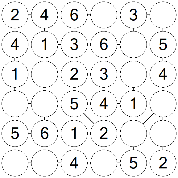 Chain Sudoku 6x6 - Fácil