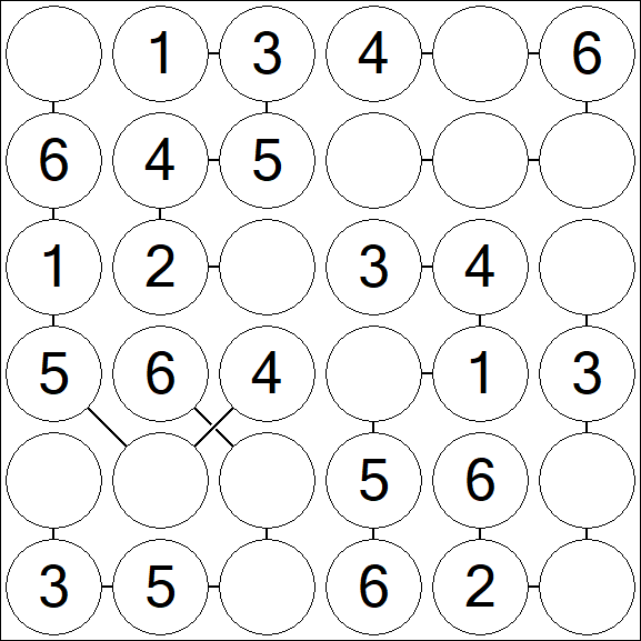 Chain Sudoku 6x6 - Fácil
