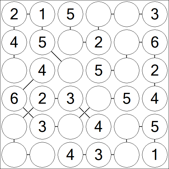 Chain Sudoku 6x6 - Fácil