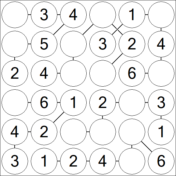Chain Sudoku 6x6 - Fácil