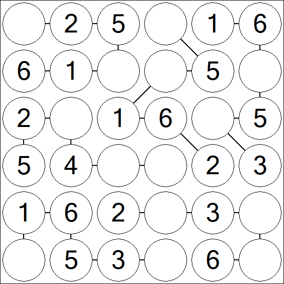 Chain Sudoku 6x6 - Fácil