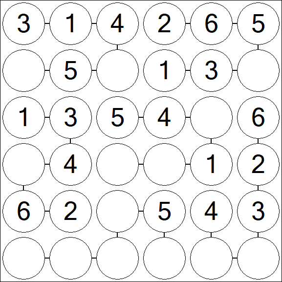 Chain Sudoku 6x6 - Fácil