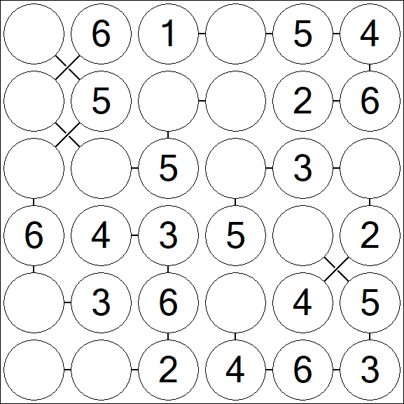 Chain Sudoku 6x6 - Einfach