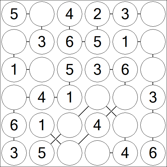 Chain Sudoku 6x6 - Einfach