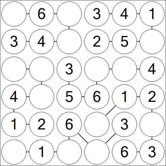 Chain Sudoku 6x6 - Einfach