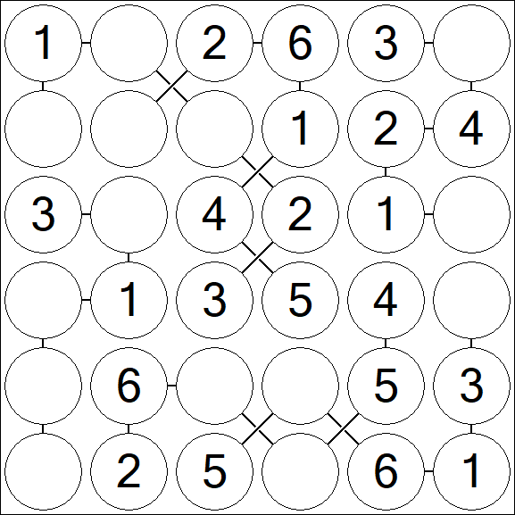 Chain Sudoku 6x6 - Einfach