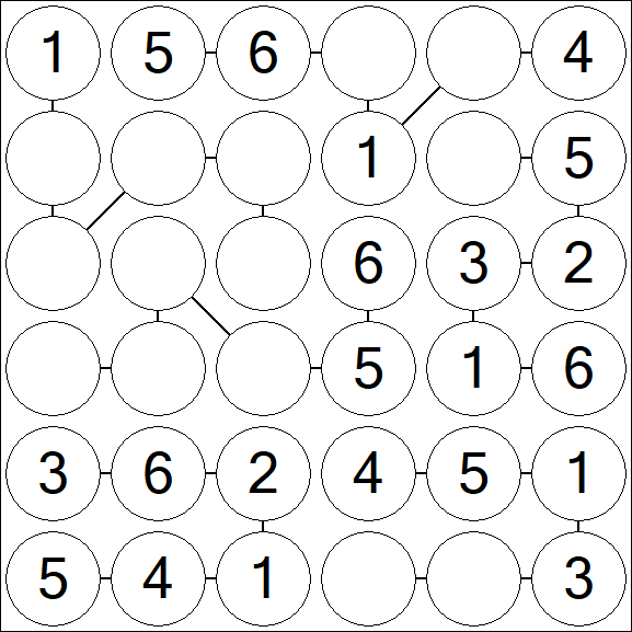 Chain Sudoku 6x6 - Einfach