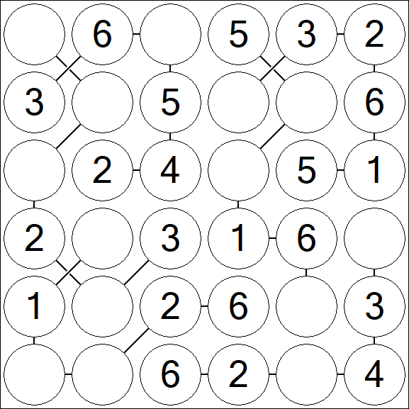 Chain Sudoku 6x6 - Einfach
