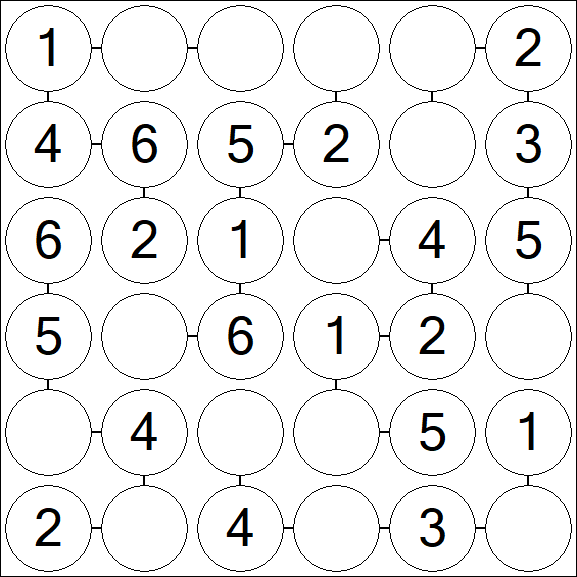 Chain Sudoku 6x6 - Einfach