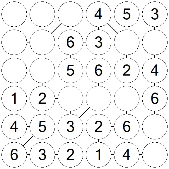 Chain Sudoku 6x6 - Einfach