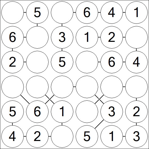 Chain Sudoku 6x6 - Einfach