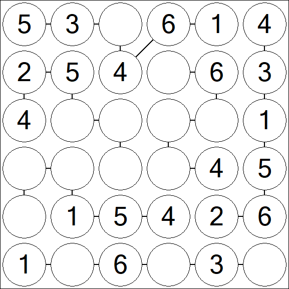 Chain Sudoku 6x6 - Einfach