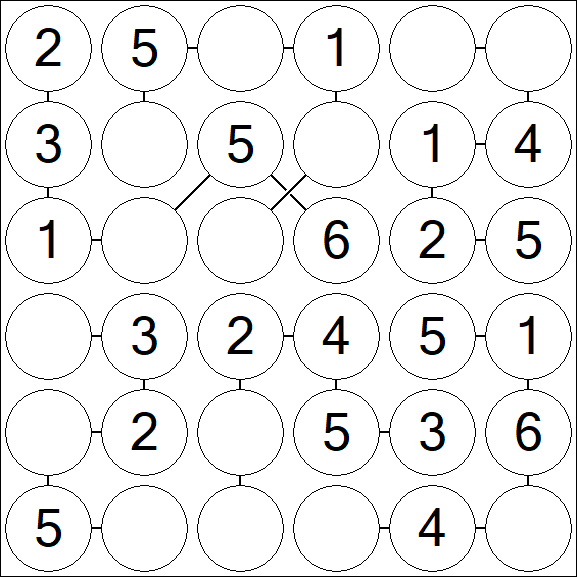 Chain Sudoku 6x6 - Easy